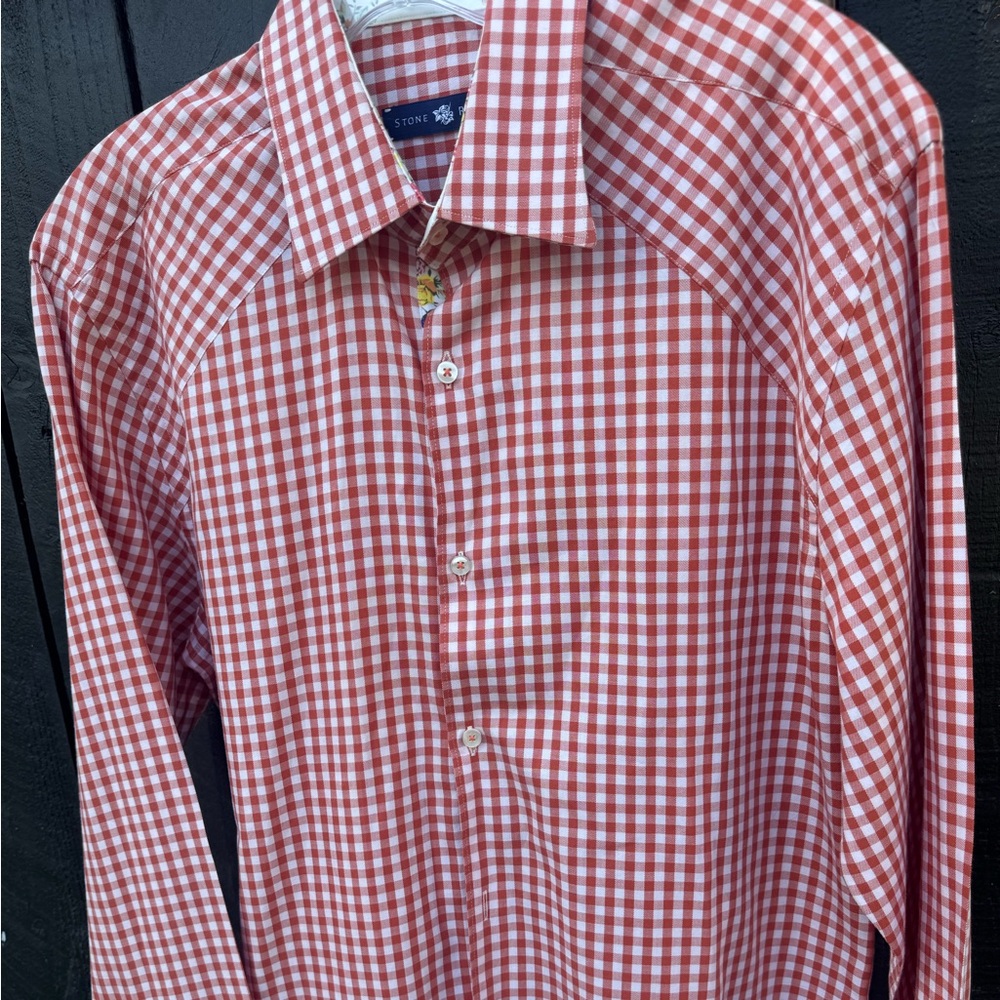 Sonoma Men's Red and White Checkered Dress Shirt